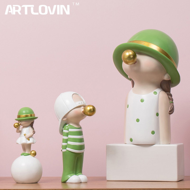 Home Decor Y2K - ARTLOVIN Nordic Gaya Karakter Patung-patung Anak-anak