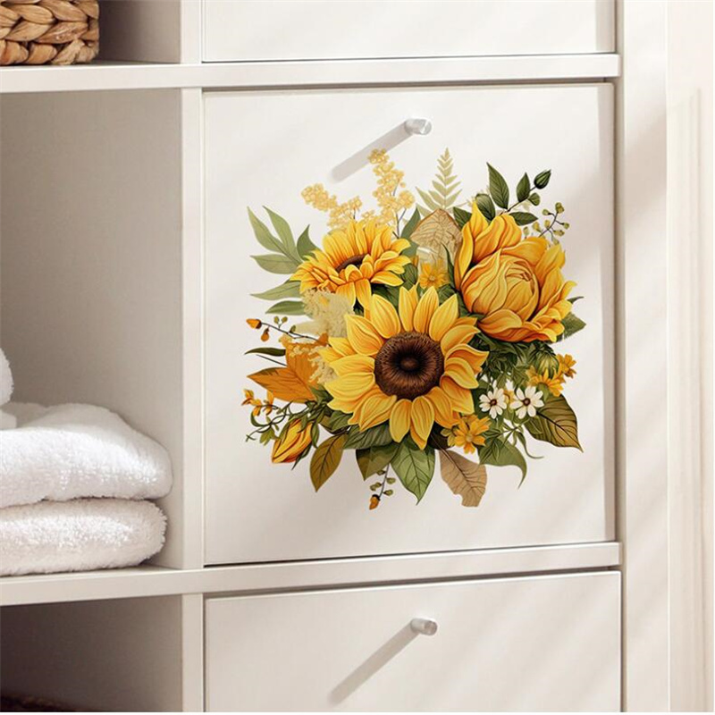 Home Decor Indonesia - Stiker dinding bunga matahari kuning berwarna