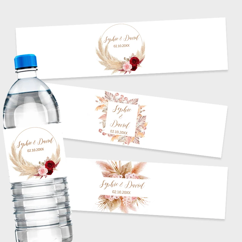 30 Buah Stiker Bungkus Botol D - Pampas Grass Decor ulasan dan harga